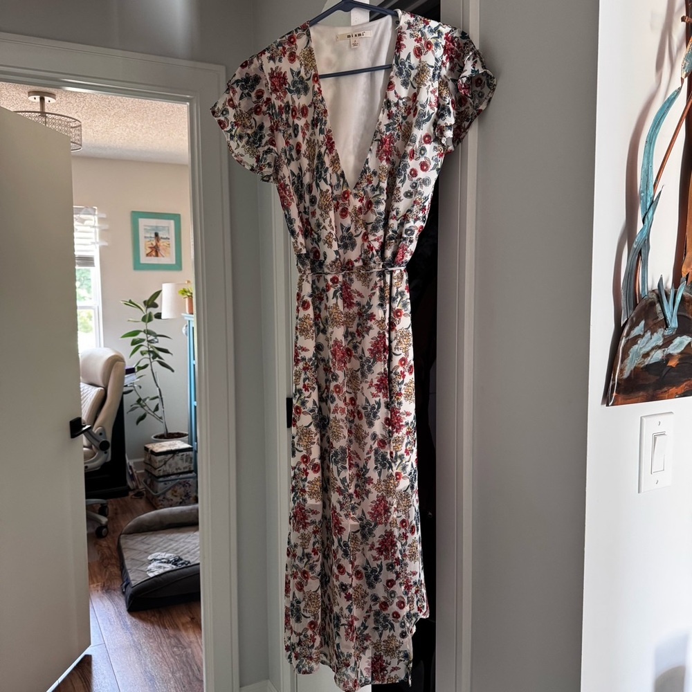 Miami Floral side tie Maxi Dress Size S